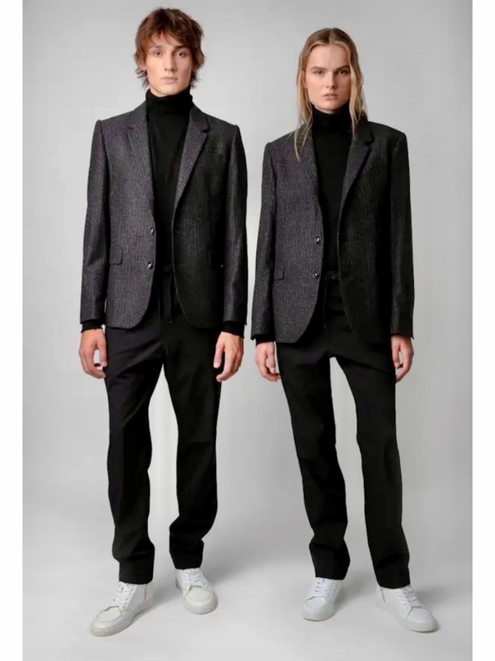 ZADIG & VOLTAIRE Unisex Viks Charcoal Grey Tweed Blazer NWT Size 52 MSRP$648